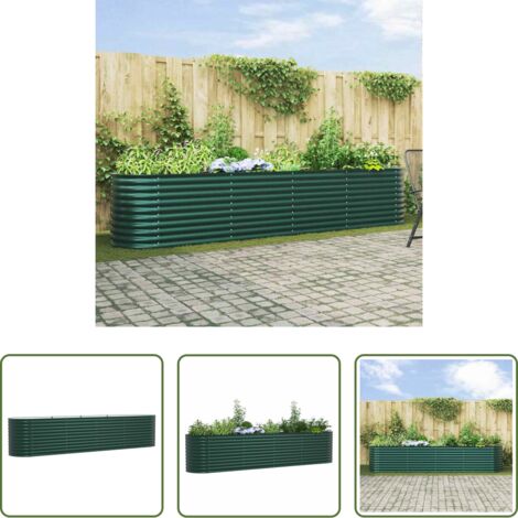 vidaXL Terraza -  Cama elevada Verde 400 x 80 x 81 cm Acero