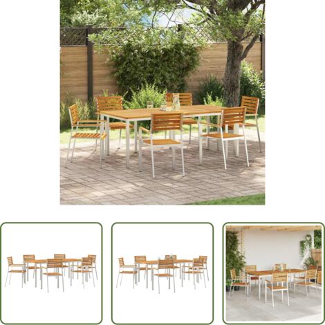 vidaXL Terraza -  Conjunto de Comedor de Jardín 7 pcs Madera de Acacia Sólida