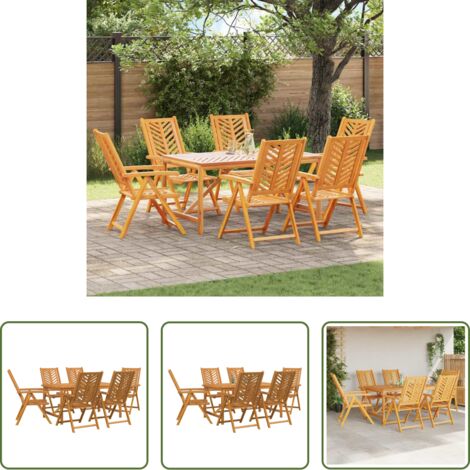 vidaXL Terraza -  Conjunto de Comedor de Jardín 7 pcs Marrón