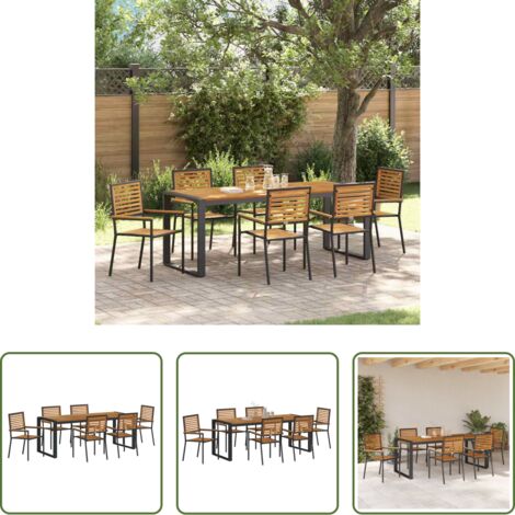 vidaXL Terraza -  Conjunto de Comedor de Jardín 7 pcs Negro y Marrón