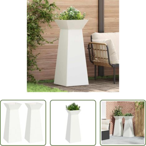 vidaXL Terrazza -  Vaso a Pilastro 2 pcs Bianco 40 x 40 x 100 cm