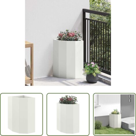 vidaXL Terrazza -  Vaso d'angolo Bianco 30 x 30 x 50 cm Acciaio