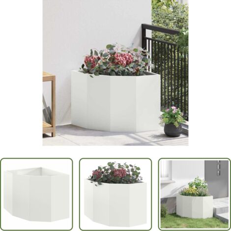 vidaXL Terrazza -  Vaso d'angolo Bianco 60 x 60 x 50 cm Acciaio