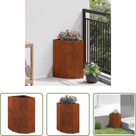 vidaXL Terrazza -  Vaso d'angolo Ruggine 30 x 30 x 50 cm acciaio corten