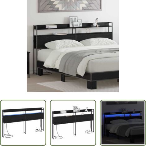 vidaXL Testata con spazio di archiviazione -  Testata contenitore Rovere nero 180 cm Legno multistrato