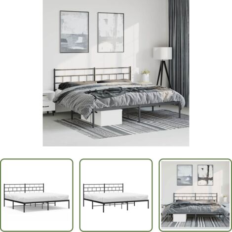 vidaXL Testata in metallo -  Giroletto con Testiera in Metallo Nero 183x213 cm