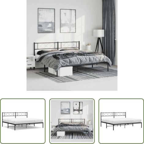 vidaXL Testata in metallo -  Giroletto con Testiera in Metallo Nero 183x213 cm