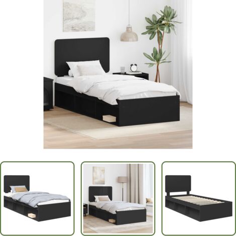 vidaXL Testata in pino -  Struttura del letto con testiera Nero 90 x 190 cm Pino massello