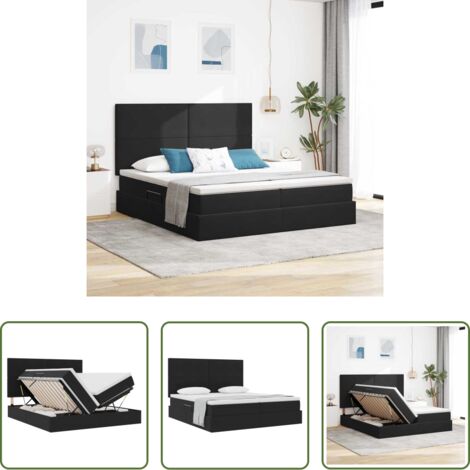 vidaXL Testata in velluto -  Letto con Contenitore con materasso Nero 200 x 200 cm Velluto