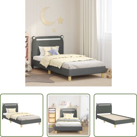 vidaXL Testata letto -  Struttura letto bambini con testata Grigio scuro 90 x 190 cm