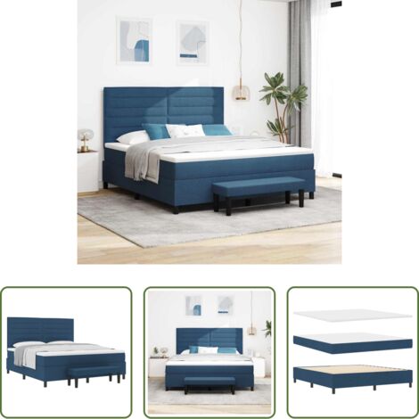 vidaXL Testata regolabile -  Letto a molle con materasso Blu 180 x 200 cm Tessuto