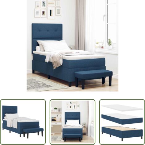 vidaXL Testata regolabile -  Letto a molle con materasso Blu 80 x 200 cm Tessuto