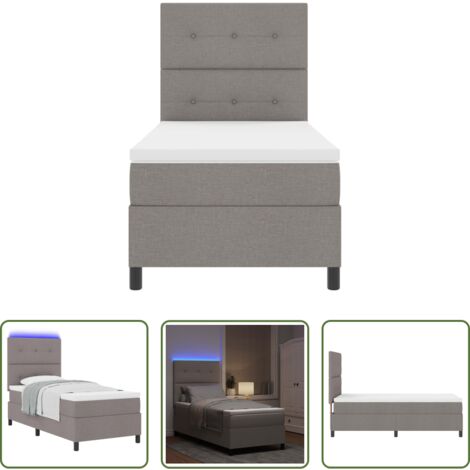 vidaXL Testata regolabile -  Letto a molle con materasso con led Talpa 90 x 190 cm Tessuto