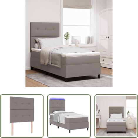 vidaXL Testata regolabile -  Letto a molle con materasso con led Talpa 90 x 200 cm Tessuto