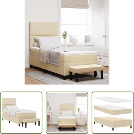 vidaXL Testata regolabile -  Letto a molle con materasso Crema 100 x 200 cm Tessuto