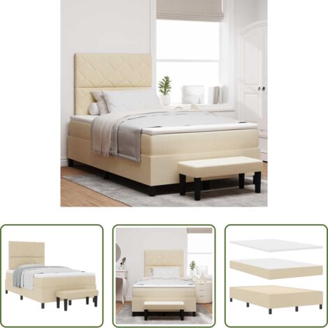 vidaXL Testata regolabile -  Letto a molle con materasso Crema 120 x 200 cm Tessuto