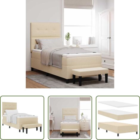 vidaXL Testata regolabile -  Letto a molle con materasso Crema 90 x 190 cm Tessuto