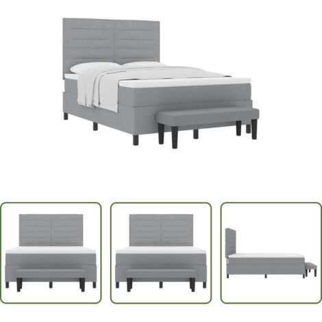 vidaXL Testata regolabile -  Letto a molle con materasso Grigio chiaro 140 x 190 cm Tessuto