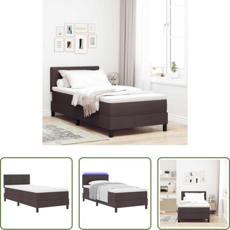 vidaXL Testata regolabile -  Letto a molle con materasso Marrone Scuro 100 x 200 cm Tessuto
