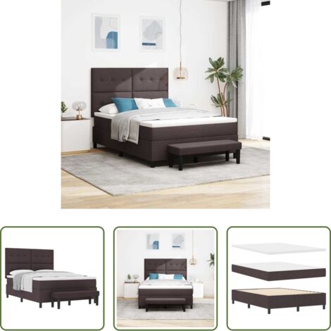 vidaXL Testata regolabile -  Letto a molle con materasso Marrone Scuro 140 x 190 cm Tessuto