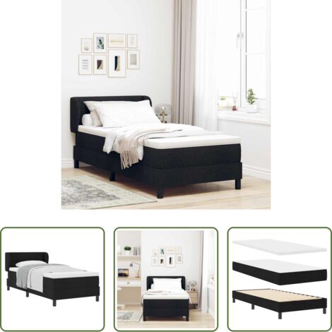 vidaXL Testata regolabile -  Letto a molle con materasso Nero 90 x 200 cm Tessuto