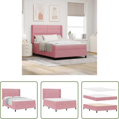 vidaXL Testata regolabile -  Letto a molle con materasso Rosa 160 x 200 cm Velluto