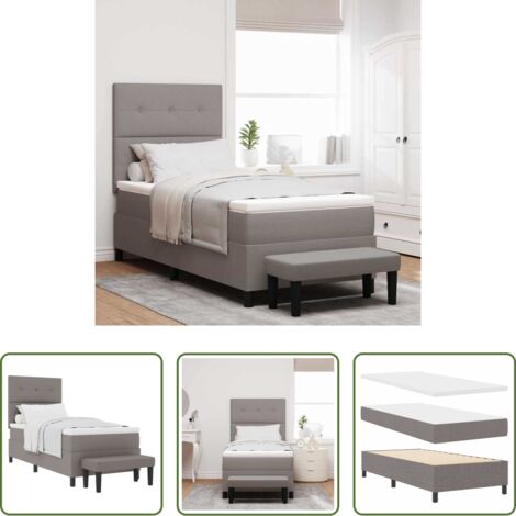vidaXL Testata regolabile -  Letto a molle con materasso Talpa 90 x 200 cm Tessuto