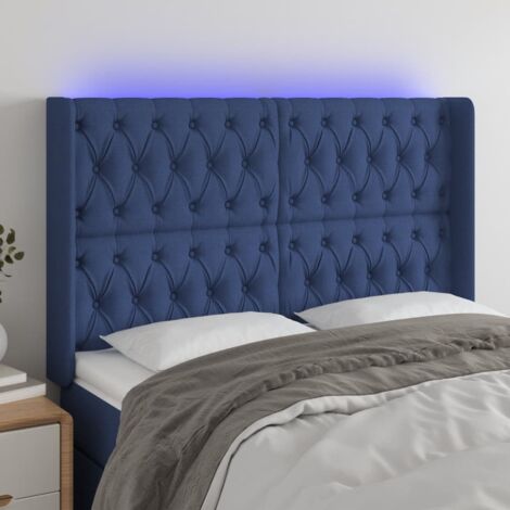 vidaXL Testiera a LED Blu 147x16x118/128 cm in Tessuto