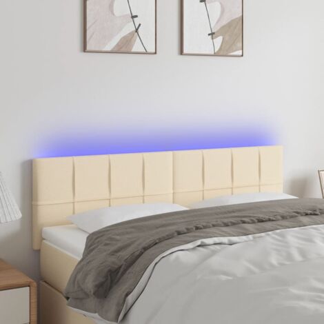 vidaXL Testiera a LED Crema 144x5x78/88 cm in Tessuto