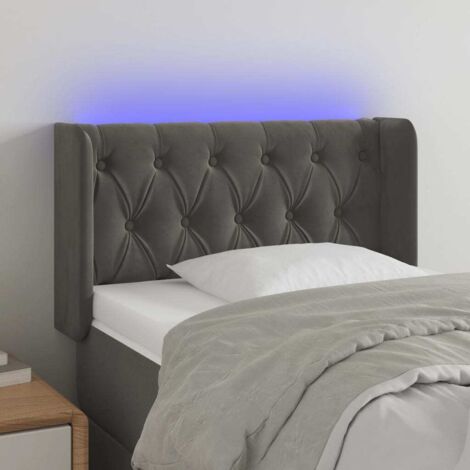 vidaXL Testiera a LED Grigio Scuro 83x16x78/88 cm in Velluto