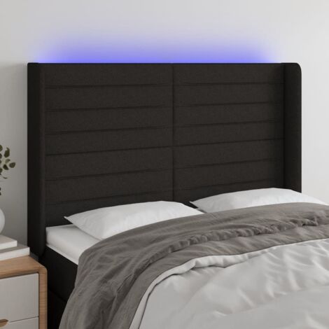 vidaXL Testiera a LED Nera 147x16x118/128 cm in Tessuto