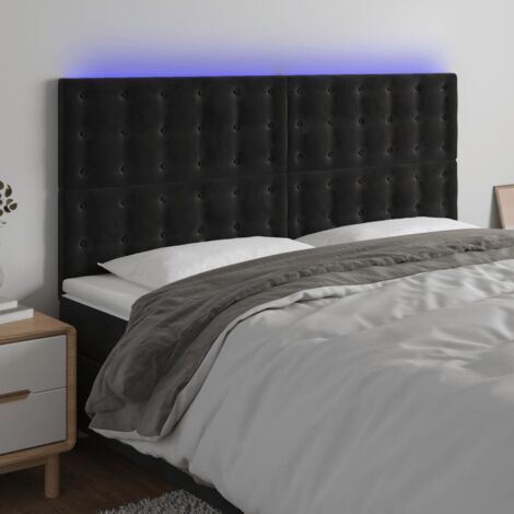 vidaXL Testiera a LED Nera 180x5x118/128 cm in Velluto