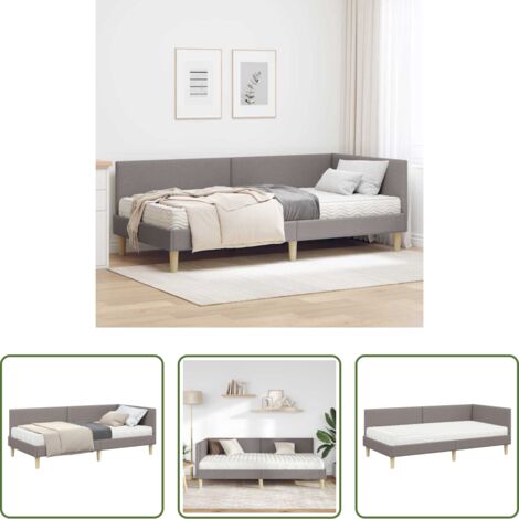 vidaXL Testiera a parete -  Struttura Letto Angolare con Materasso 2 pcs Talpa Tessuto