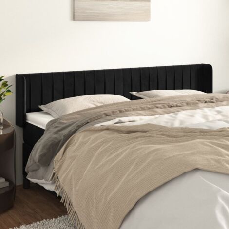 vidaXL Testiera ad Orecchio Nera 203x16x78/88 cm in Velluto
