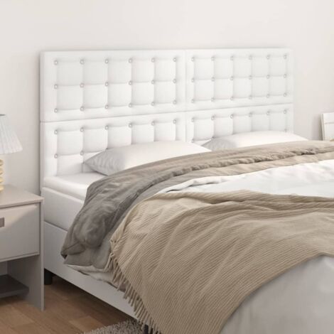 vidaXL Testiera Bianca 200x5x118/128 cm in Similpelle