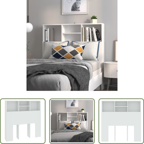 vidaXL Testiera con libreria -  Testiera con Contenitore Bianco 100x19x103,5 cm