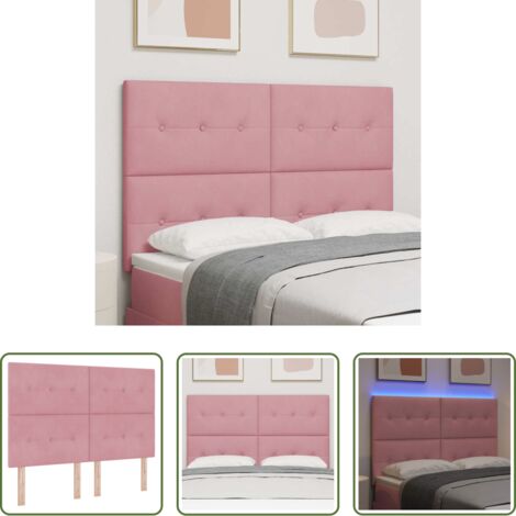 vidaXL Testiera con luci a strisce -  Testiera LED con strisce LED Rosa 144 cm Velluto