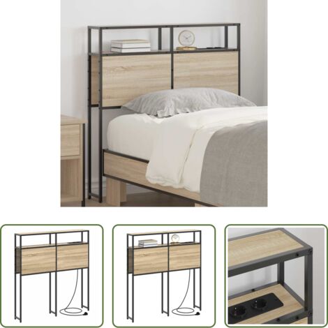vidaXL Testiera con stazione di ricarica -  Testata contenitore rovere sonoma 80 cm Legno multistrato