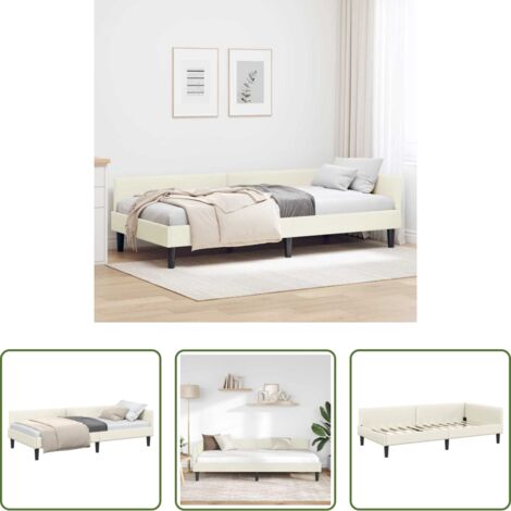 vidaXL Testiera -  Cornice del letto ad angolo Crema 100 cm x 200 cm Velluto