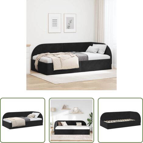 vidaXL Testiera -  Cornice del letto ad angolo Nero 80 cm x 200 cm Velluto