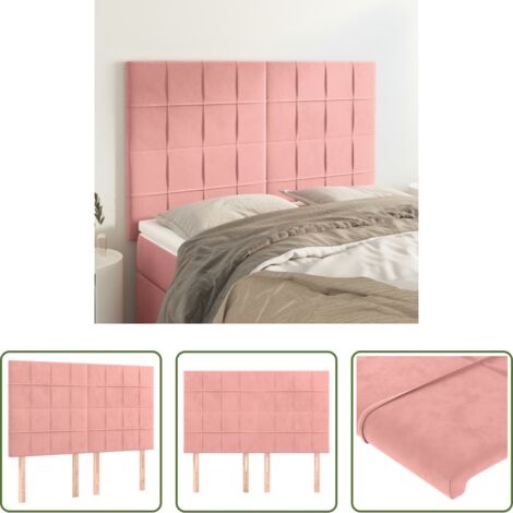 vidaXL Testiera da Letto -  Testiera Rosa 144x5x118/128 cm Velluto