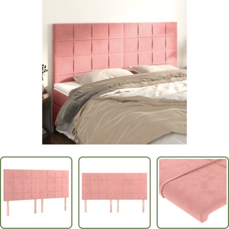 vidaXL Testiera da Letto -  Testiera Rosa 200x5x118/128 cm Velluto