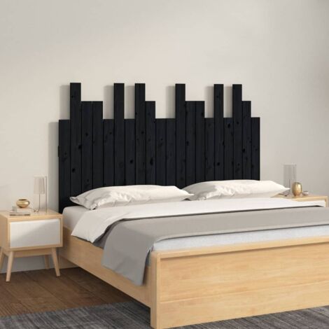 vidaXL Testiera da Parete Nera 127,5x3x80 cm in Legno Massello di Pino