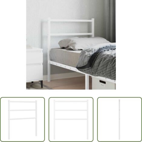 vidaXL Testiera di letto per camera da letto -  Testiera di Ricambio in Metallo Bianco 75 cm