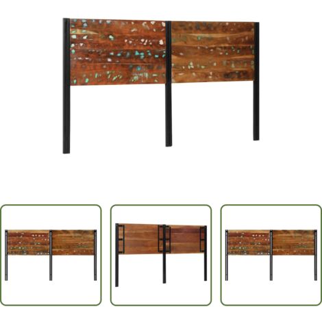 vidaXL Testiera in ferro -  Testiera 180 cm in Legno Massello di Recupero e Ferro