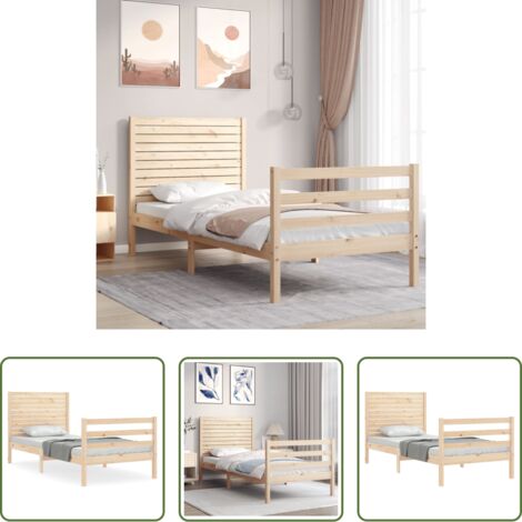 vidaXL Testiera in legno -  Giroletto con Testiera 90x200 cm in Legno Massello