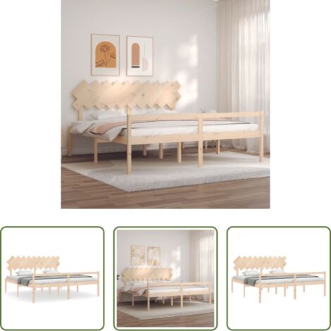 vidaXL Testiera in legno -  Letto per Anziani con Testiera 200x200 cm in Legno Massello