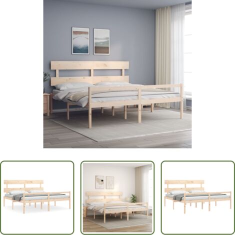 vidaXL Testiera in legno -  Letto per Anziani con Testiera 200x200 cm in Legno Massello
