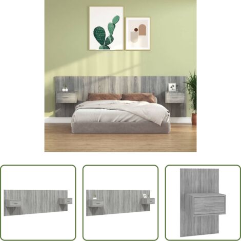 vidaXL Testiera in legno -  Testiera Letto con Comodini in Legno Multistrato Grigio Sonoma
