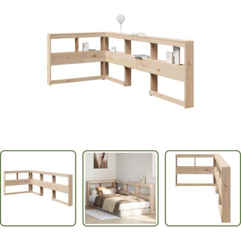 vidaXL Testiera in legno -  Testiera Libreria a L 80 cm in Legno Massello di Pino